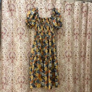 Abercrombie & fitch Floral smocked midi dress